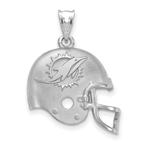 Sterling Silver Miami Dolphins Football Helmet with Logo Pendant Sterling Silver Miami Dolphins Football Helmet with Logo Pendant